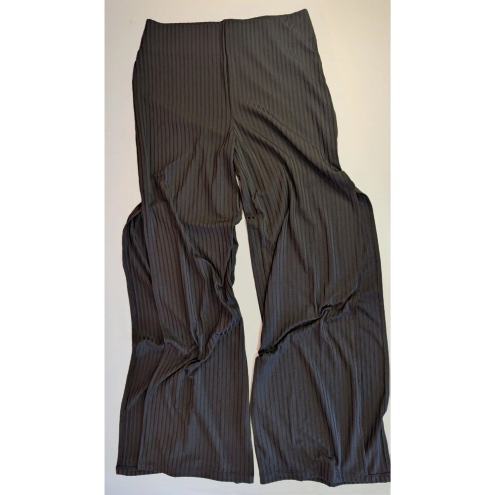 Women's Guess Pull On Ribbed Leg Split Pants Black Small
